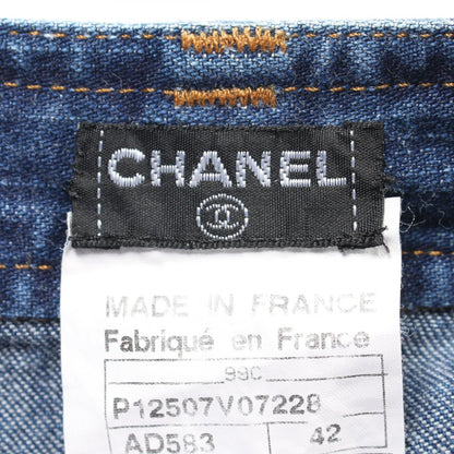 Chanel Blue Coco Mark Button Denim Pants Cotton P 12507v 07228