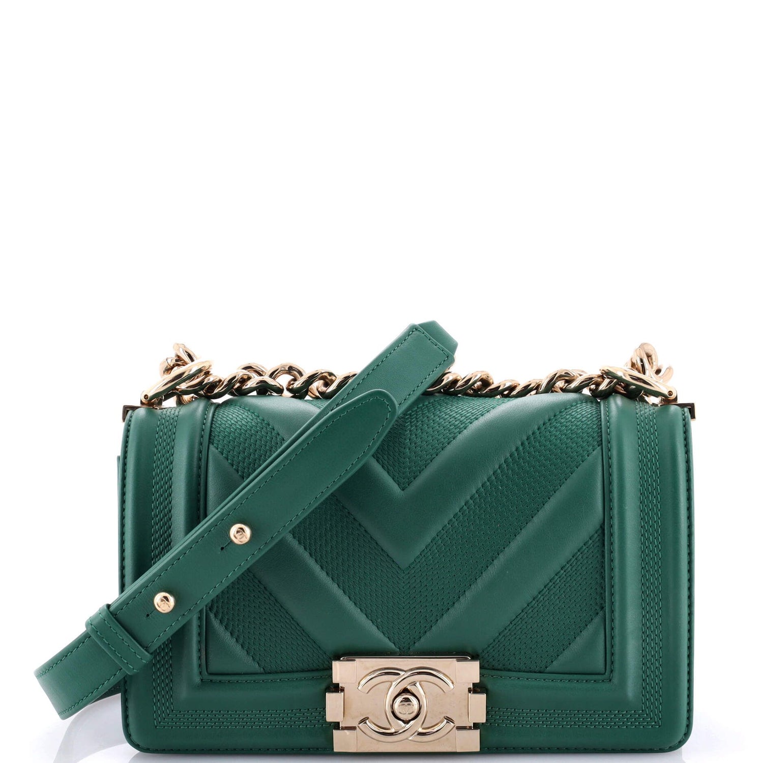 Chanel Boy Flap Bag Perforated Chevron Lambskin Small