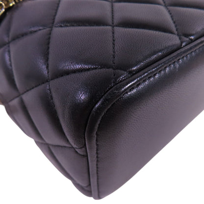 Chanel Black Sheepskin Leather Vanity Case Hand-handed Shoulder Bag 2way Shoulder Bag Lambskin (sheep Leather)