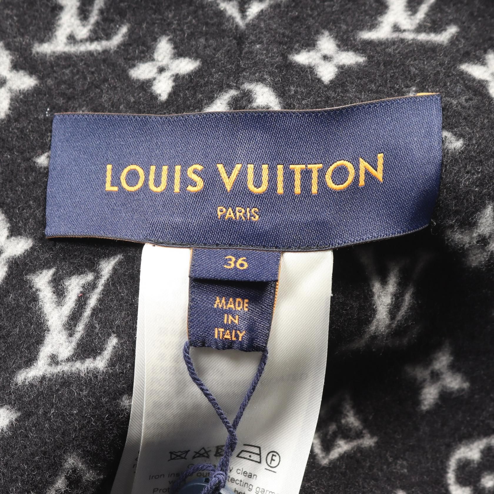 Louis Vuitton Hooded Cape Monogram Poncho Rm 223w Qwe Wool Silk Black