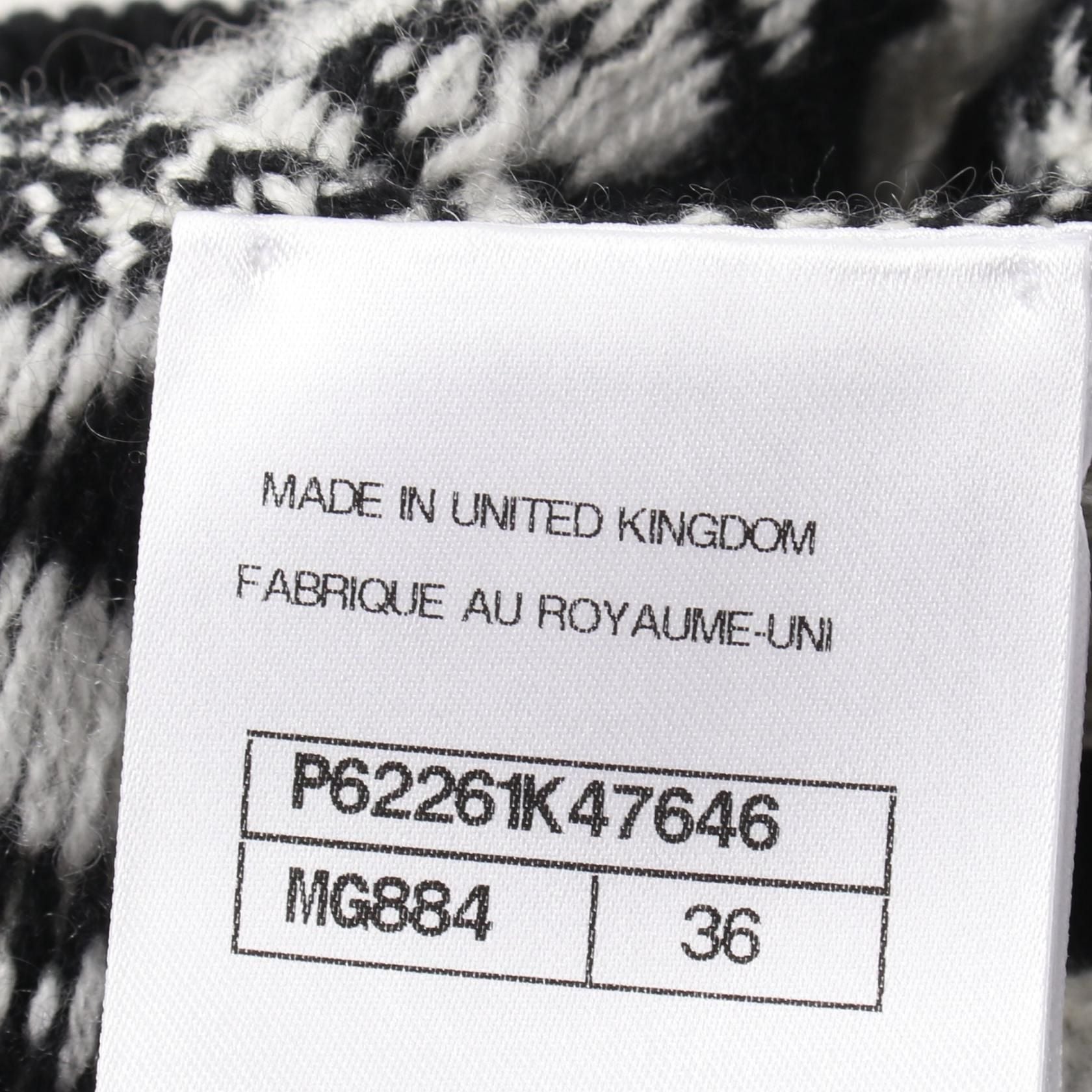 Chanel Coco Neige Skirt P 62261k 47646 Cashmere Black White 36