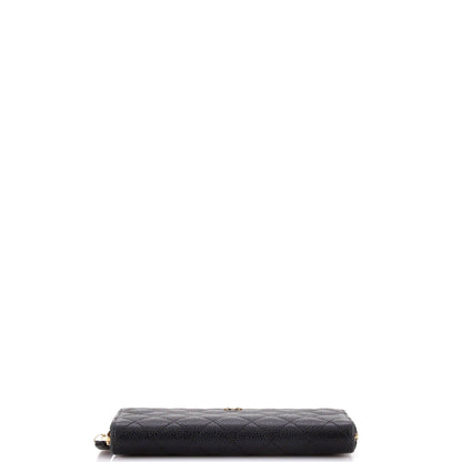 Chanel Zip Around Wallet Quilted Caviar Long
