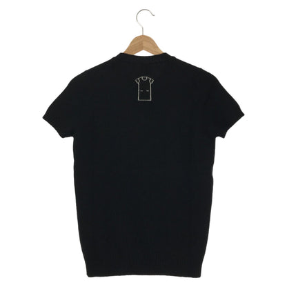 Chanel Short Sleeve Bow Sweater Black Cashmere 36