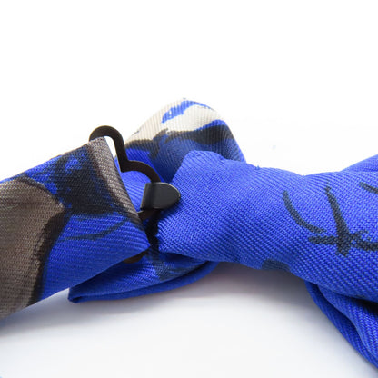Hermes Silk Mini Ribbon Bow Blue Tie Blue Silk