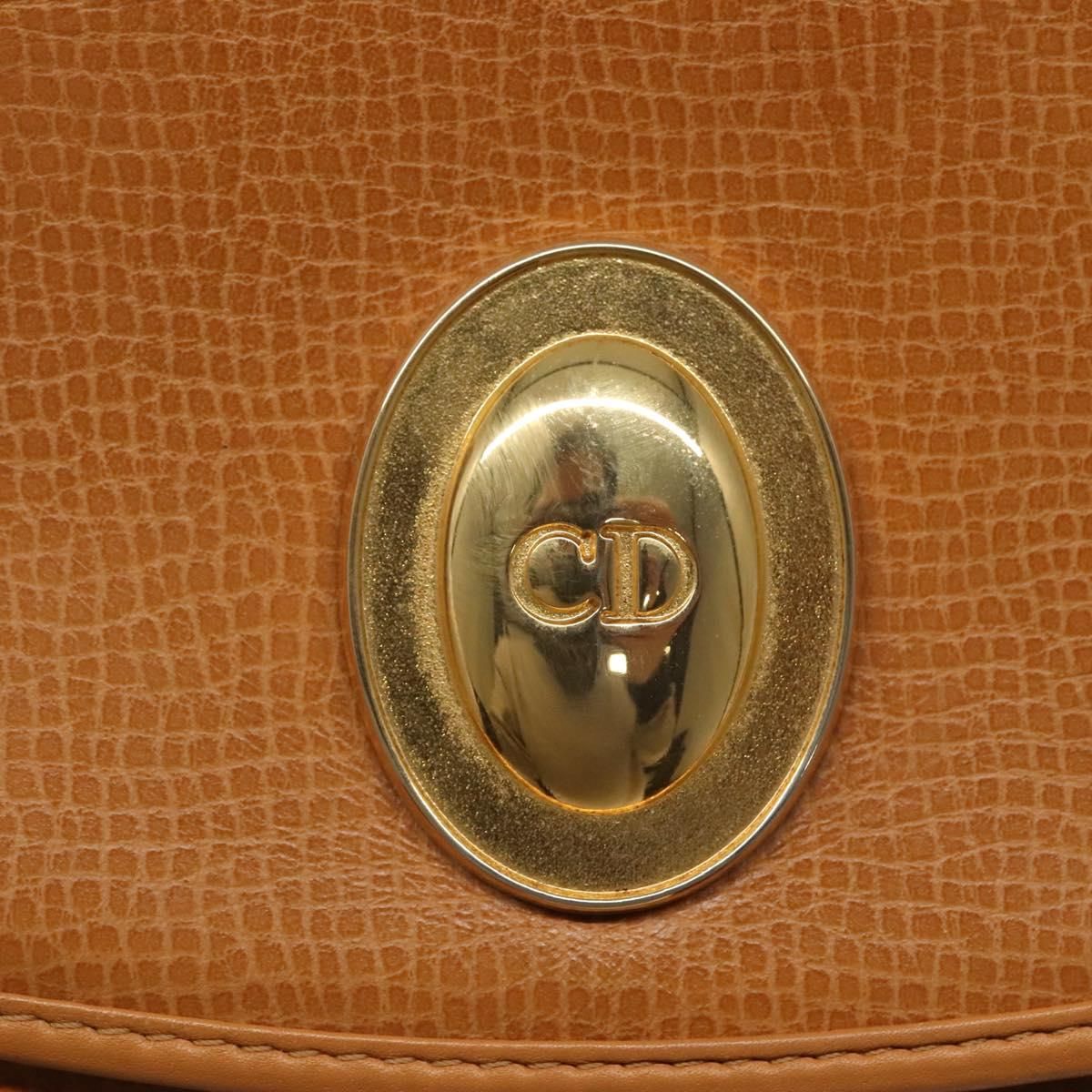 Christian Dior Shoulder Bag Leather Beige Auth