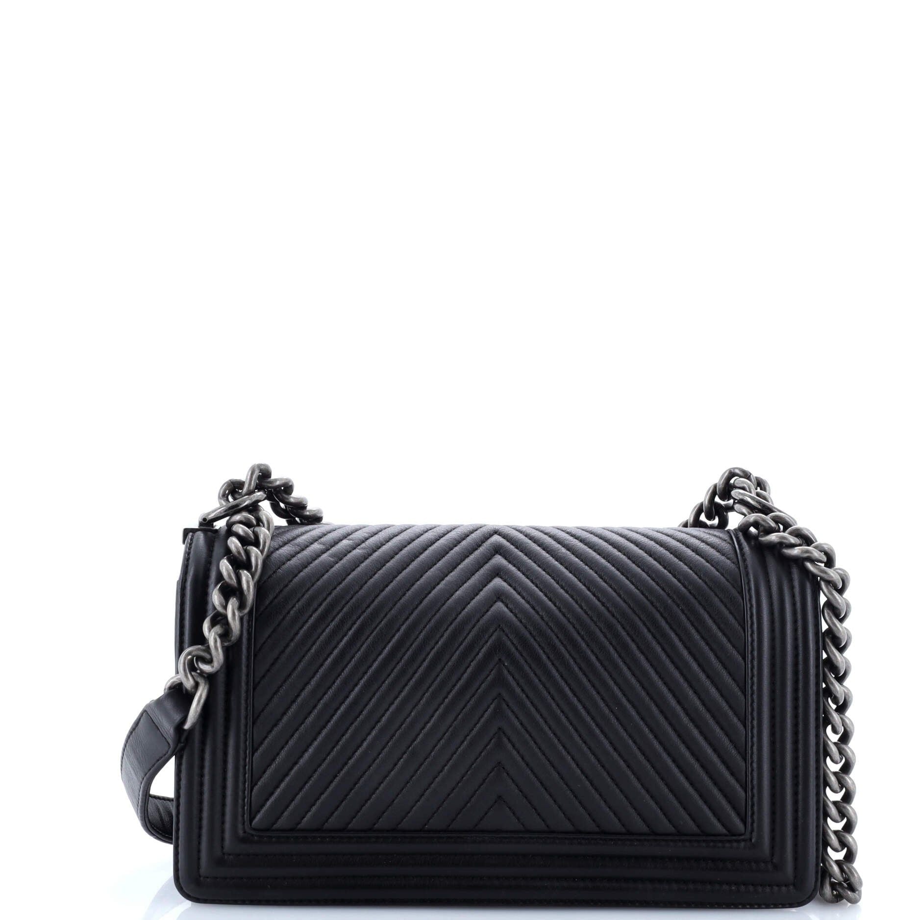 Chanel Boy Flap Bag Chevron Lambskin Old Medium