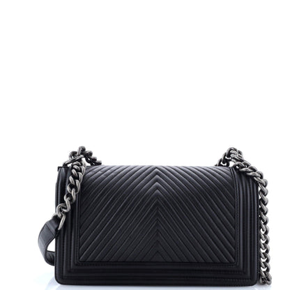 Chanel Boy Flap Bag Chevron Lambskin Old Medium