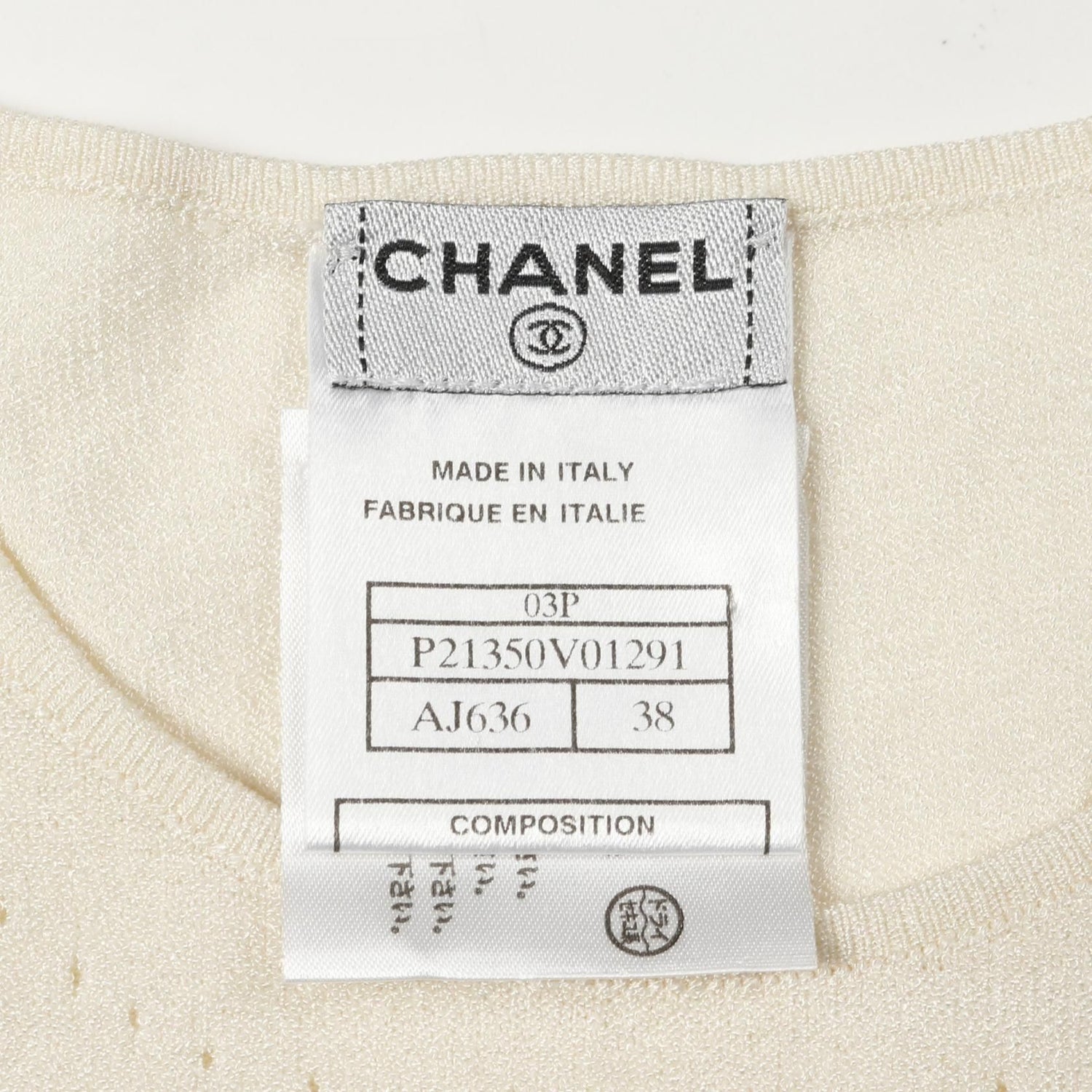 Chanel White Coco Mark Knit Rayon P 21350v 01291