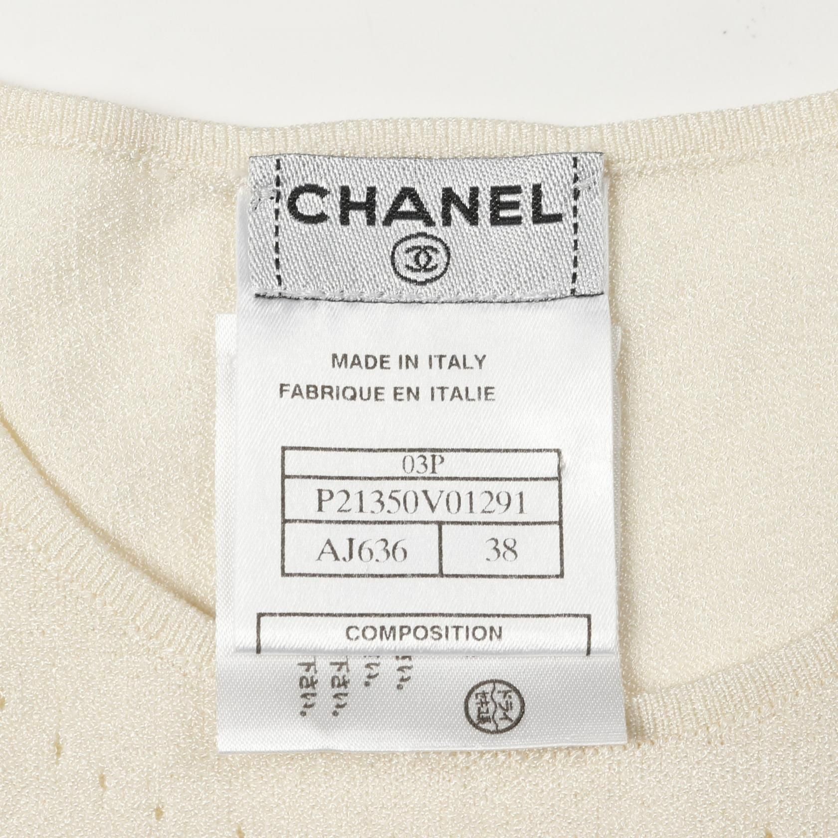 Chanel White Coco Mark Knit Rayon P 21350v 01291
