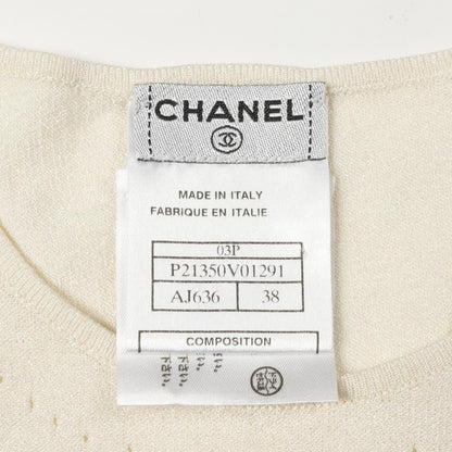 Chanel White Coco Mark Knit Rayon P 21350v 01291