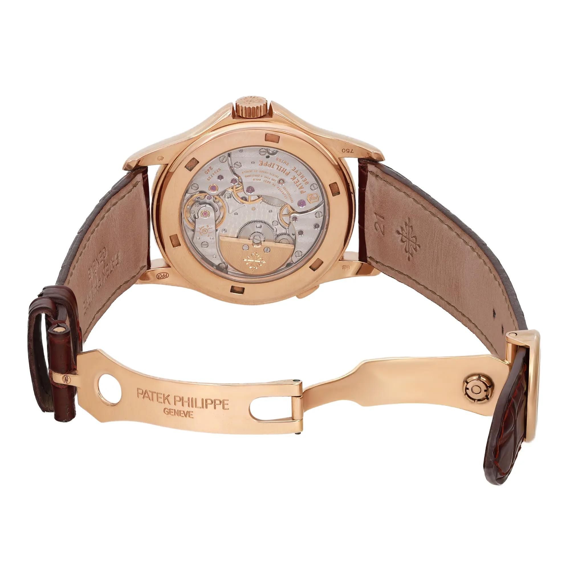 Patek Philippe World Time 18k Rose Gold Silver Dial Men Watch 5130R-001