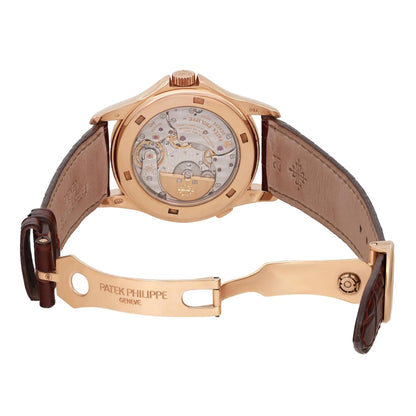 Patek Philippe World Time 18k Rose Gold Silver Dial Men Watch 5130R-001