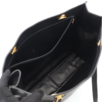 Chanel Black Deca Coco Mark Tote Bag Lambskin (sheep Leather)