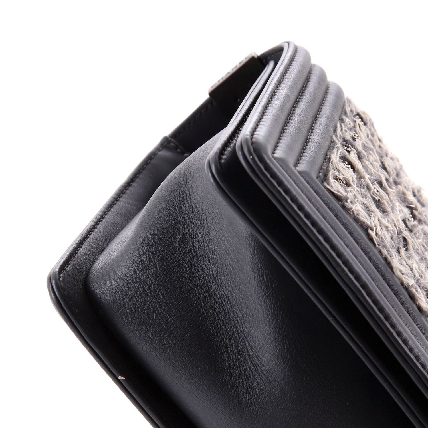 Chanel Boy Flap Bag Braided Tweed Old Medium