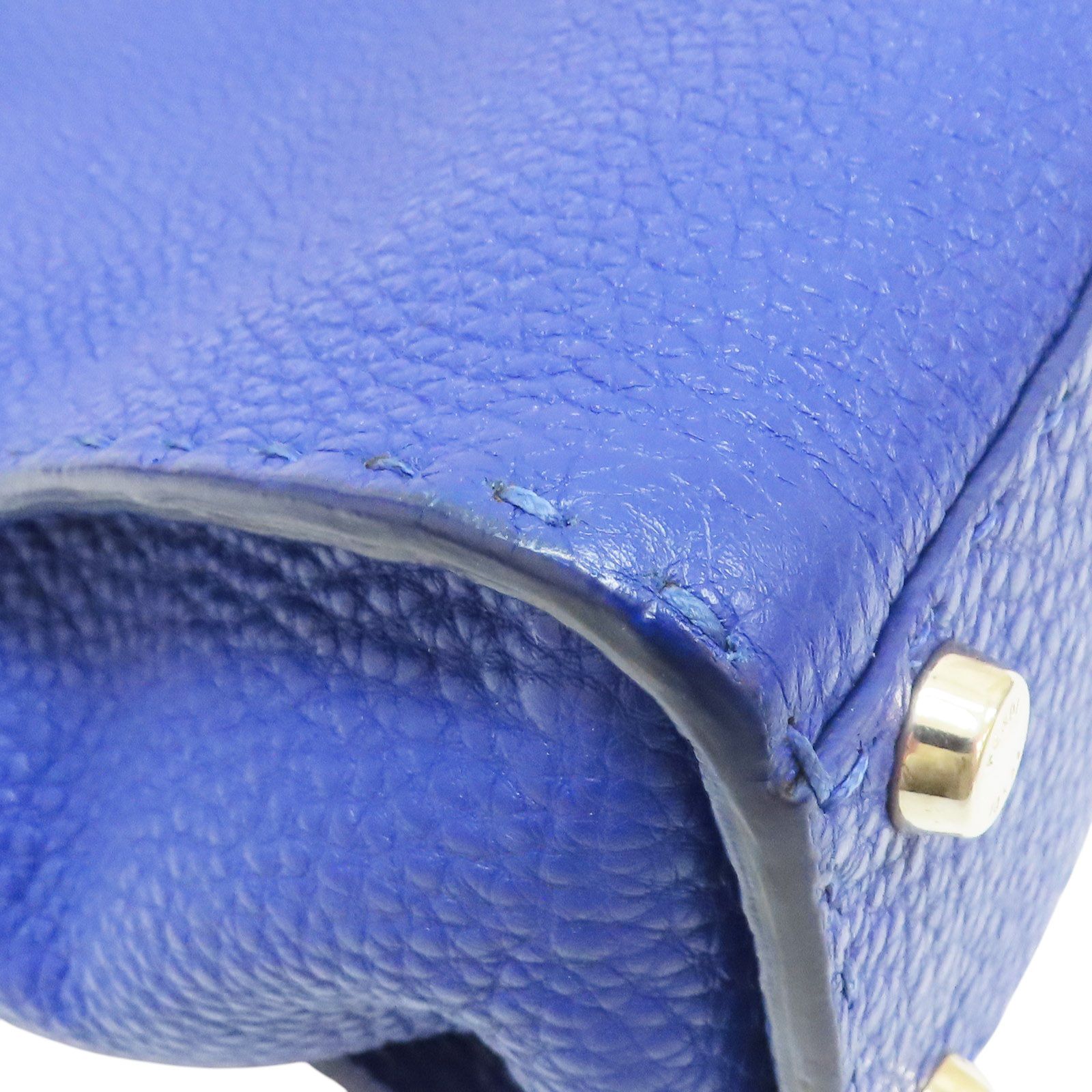 Fendi Peekaboo Selleria Leather Blue Shoulder Handbag 8bn 226