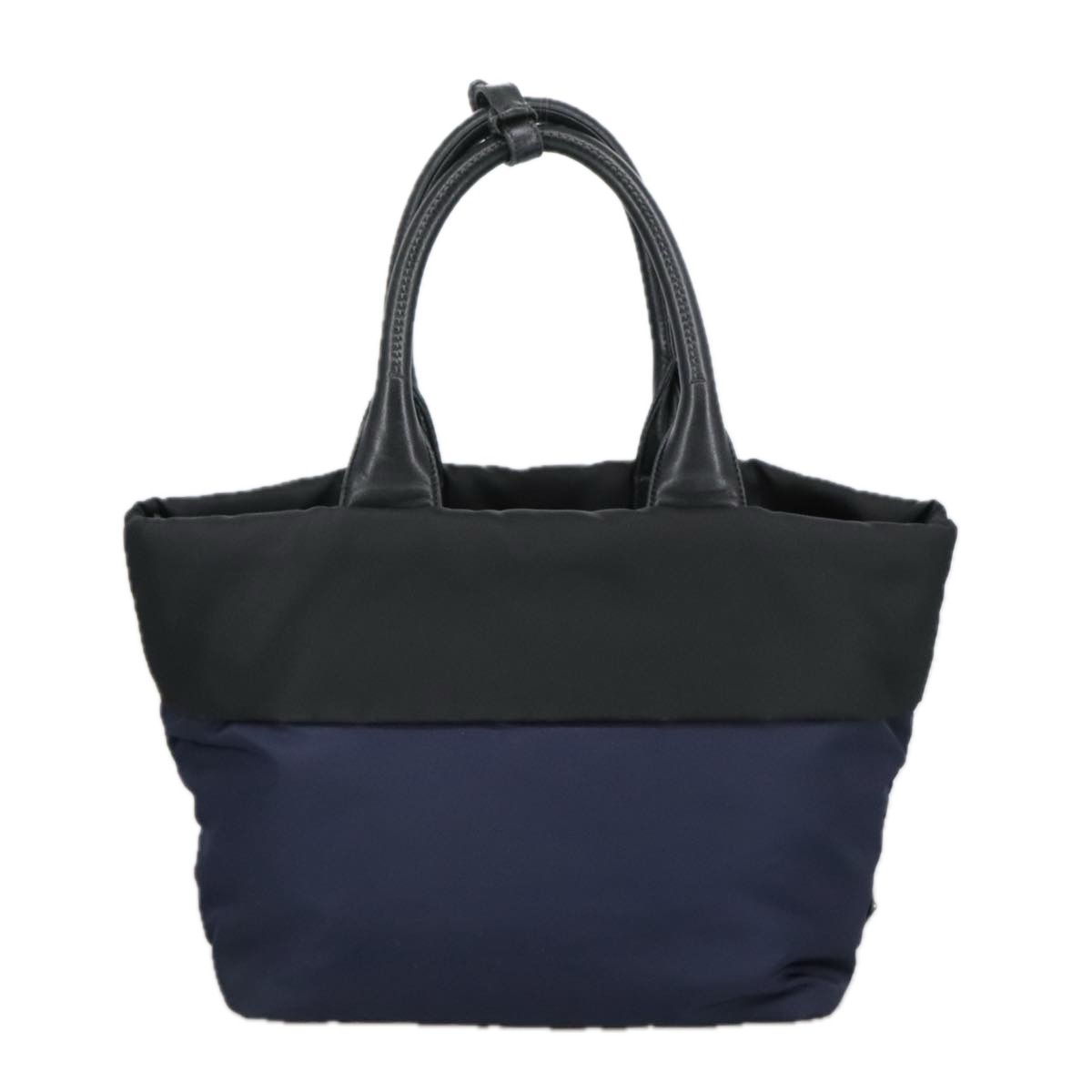 Prada Hand Bag Nylon Navy Silver Auth