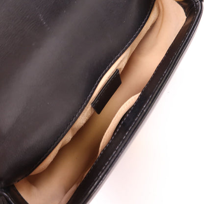 Gucci Sheepskin Leather Gg Marmont Hand-turned Shoulder And Back Bag 2way Shoulder Bag Black Lambskin (sheep Leat