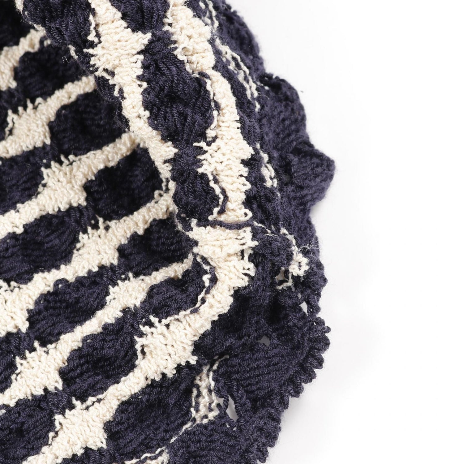 Chanel Navy Beige Coco Mark Button Cardigan Rayon Cotton Silk P 43365k 04401