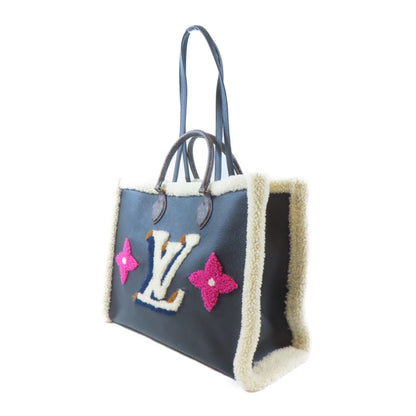 Louis Vuitton Cowhide Leather/wool On The Go Gm Tote Bag Hand-handed Shoulder Bag Black/white Black White Black 2way Sho