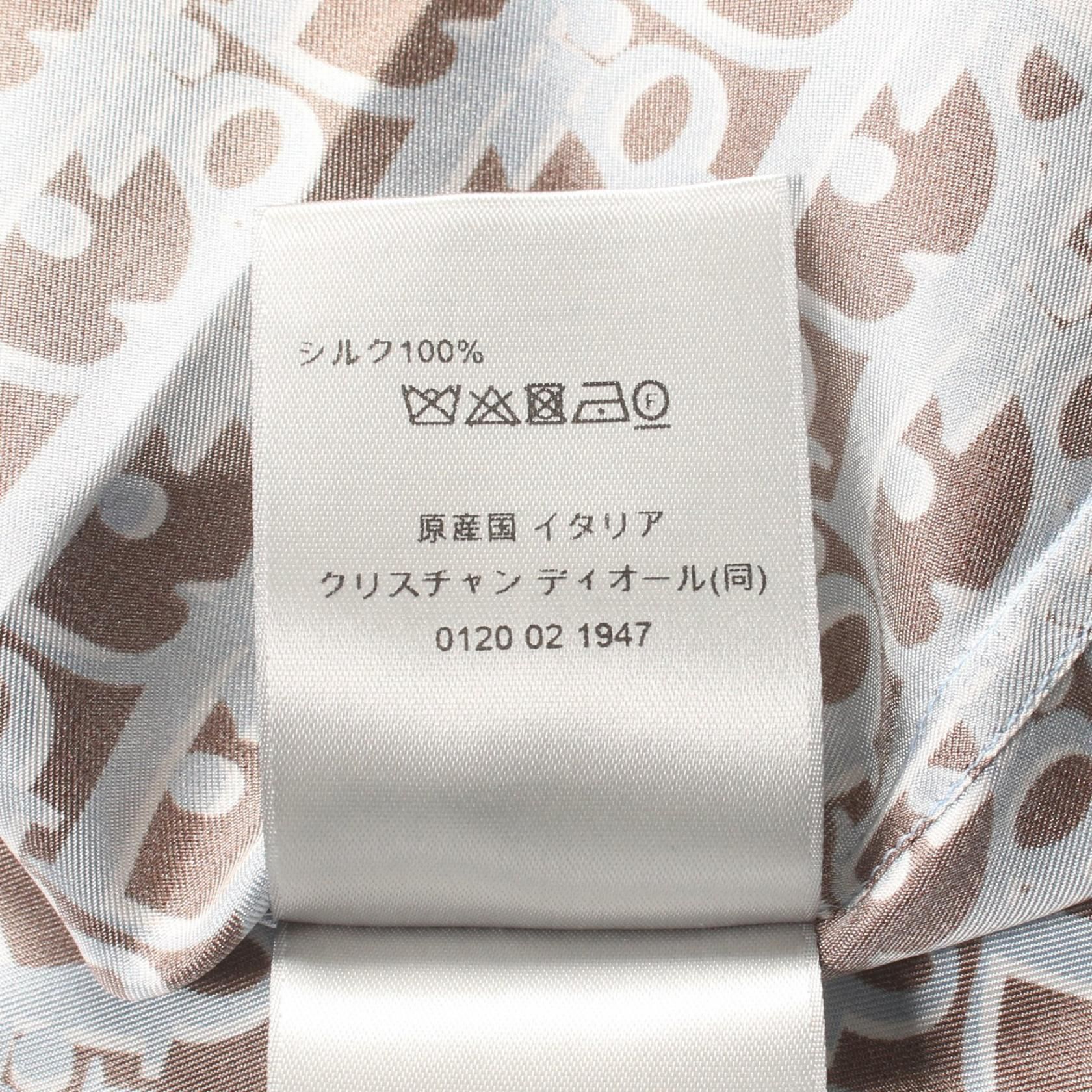 Dior Oblique Tops Brown Blue Silk