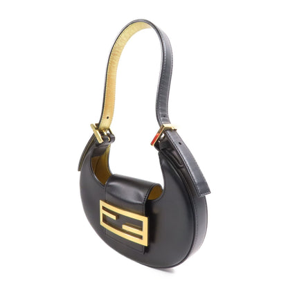 Fendi Cowhide Leather Cookie Hobo Bag Golden Shoulder Bag Black Calfskin (cowhide) 8bs 065