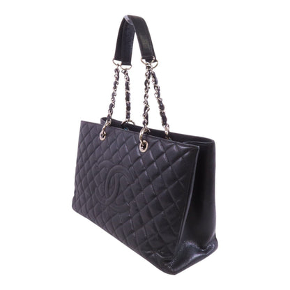 Chanel Black Cowhide Leather Gst Silver Crosshair Shoulder Bag Calfskin (cowhide)