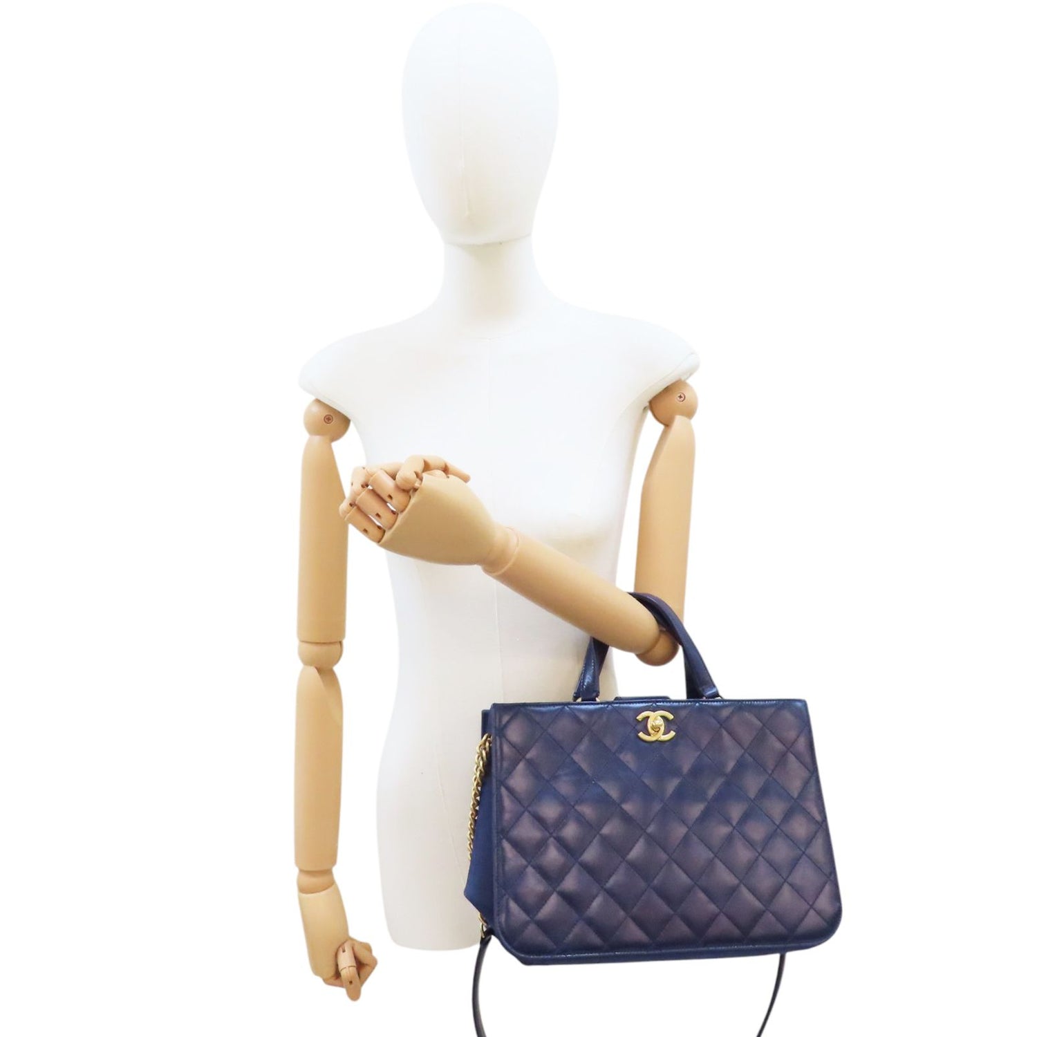 Chanel Matelasse Coco Mark Shoulder Handbag Calfskin Blue Gold Metal