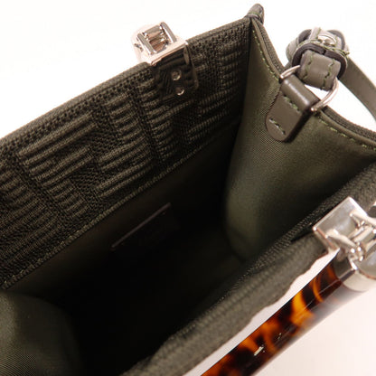 Fendi Needle Woven Fabric Sunshin Silver Handmade Shoulder And Back Bag 2way Shoulder Bag Khaki Green Other Knit 8bs 05