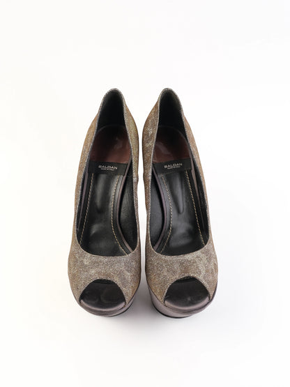 Excellent Baldan Gray High-Heeled Platform Shoes Size 39