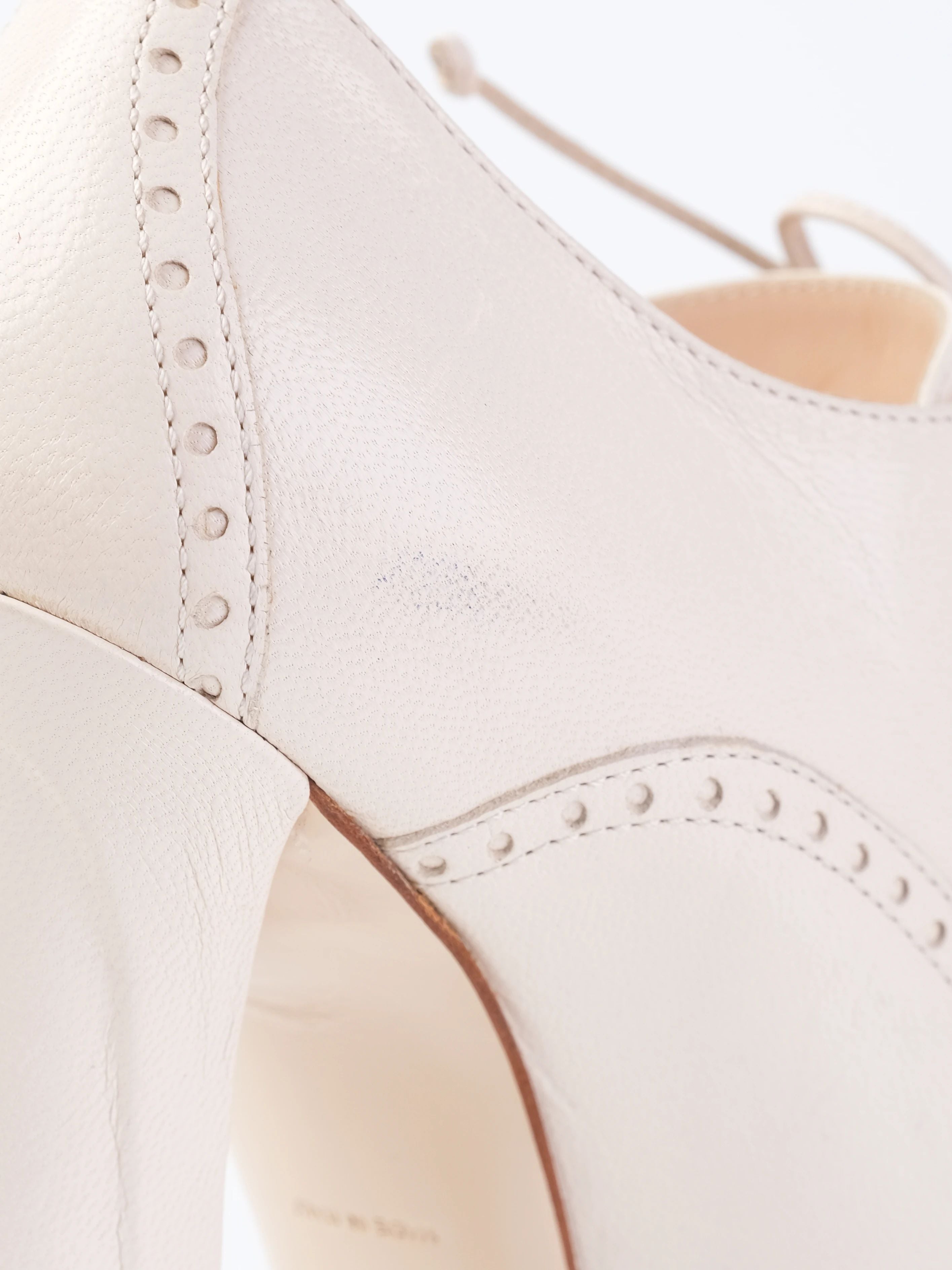 Perfect Bottega Veneta White Leather High-Heeled Shoes Size 38