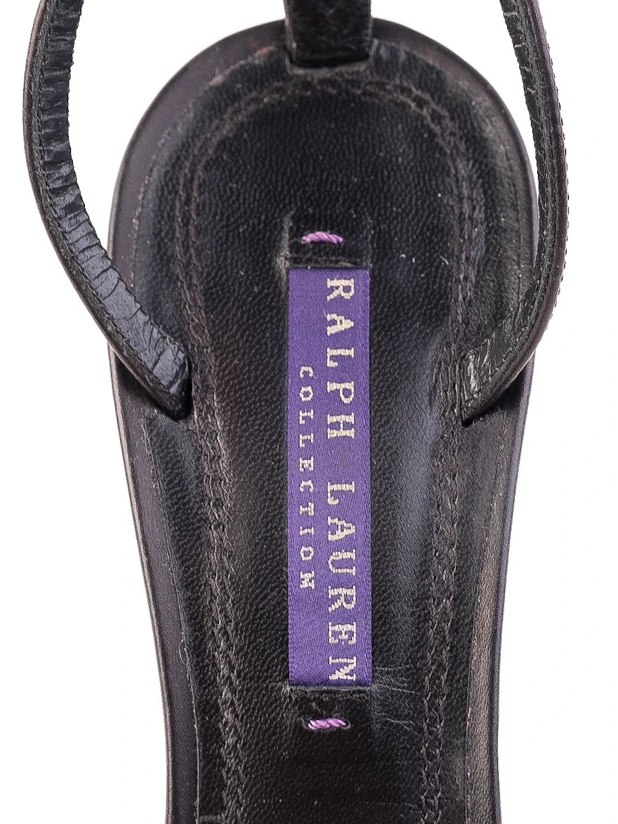 Excellent Ralph Lauren Black Leather High-Heeled Platform Sandals 38.5