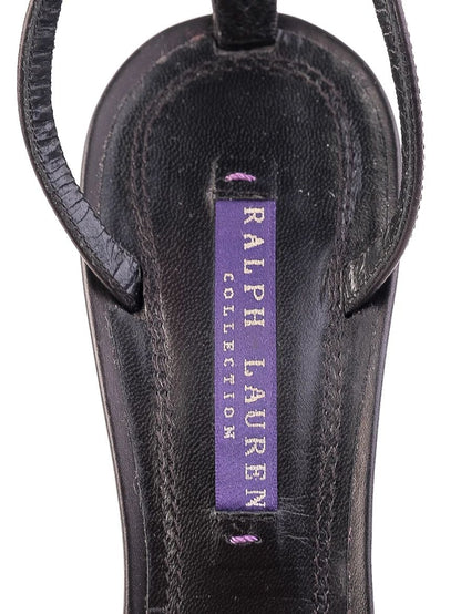 Excellent Ralph Lauren Black Leather High-Heeled Platform Sandals 38.5