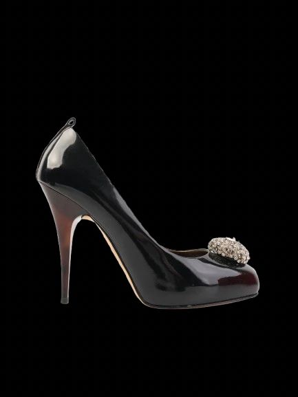 Excellent Giuseppe Zanotti Black Leather High-Heeled Shoes Size 38.5