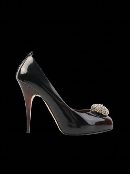 Excellent Giuseppe Zanotti Black Leather High-Heeled Shoes Size 38.5