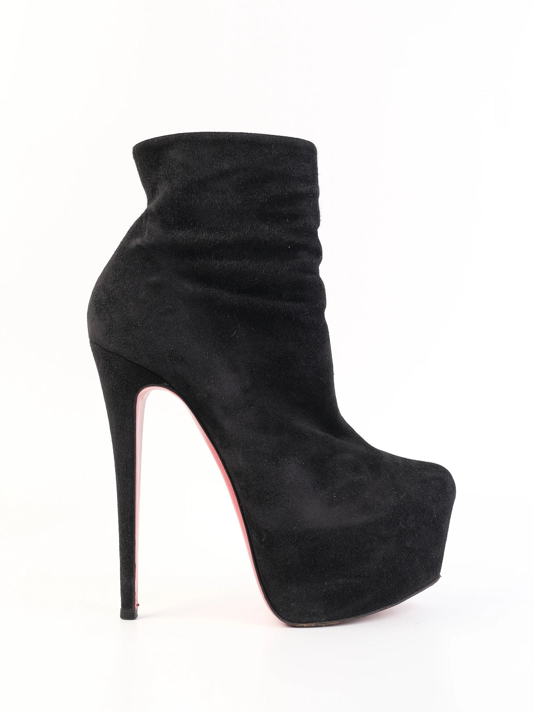 Excellent Christian Louboutin Black Leather Ankle Boots Size 37.5