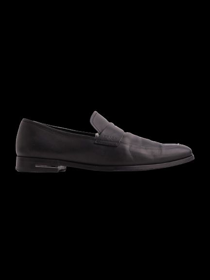 Excellent Prada Black Leather Loafers Size 39.5 for Men