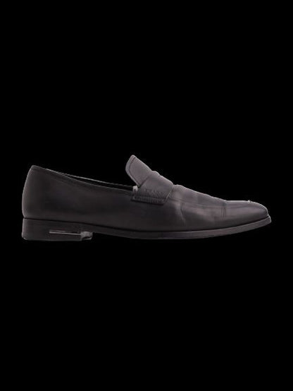Excellent Prada Black Leather Loafers Size 39.5 for Men