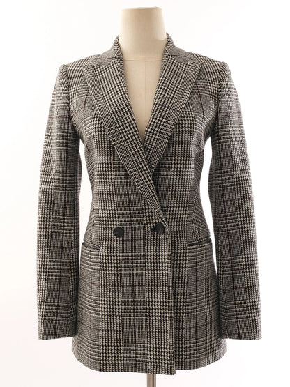 Excellent Reiss Wool Gray Plaid Blazer Double-Breasted Size XXS