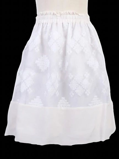 NEW By Malene Birger White Skirt XS Nylon with Embroidered Design