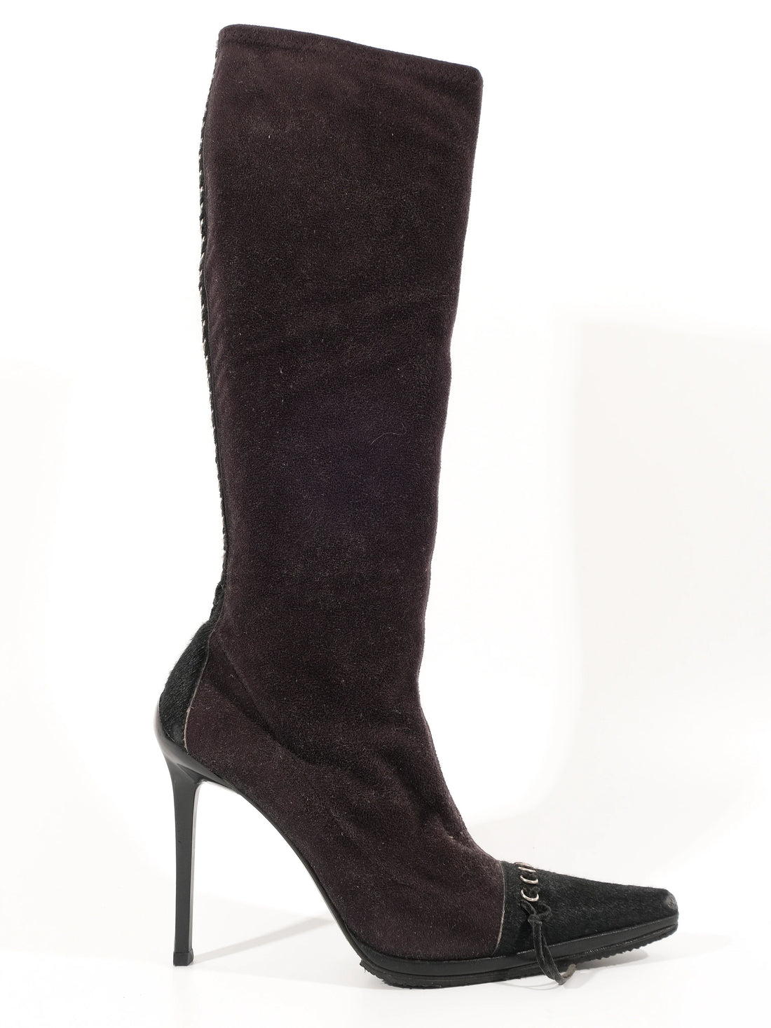 Excellent Casadei Black Leather High-Heeled Boots Size 38
