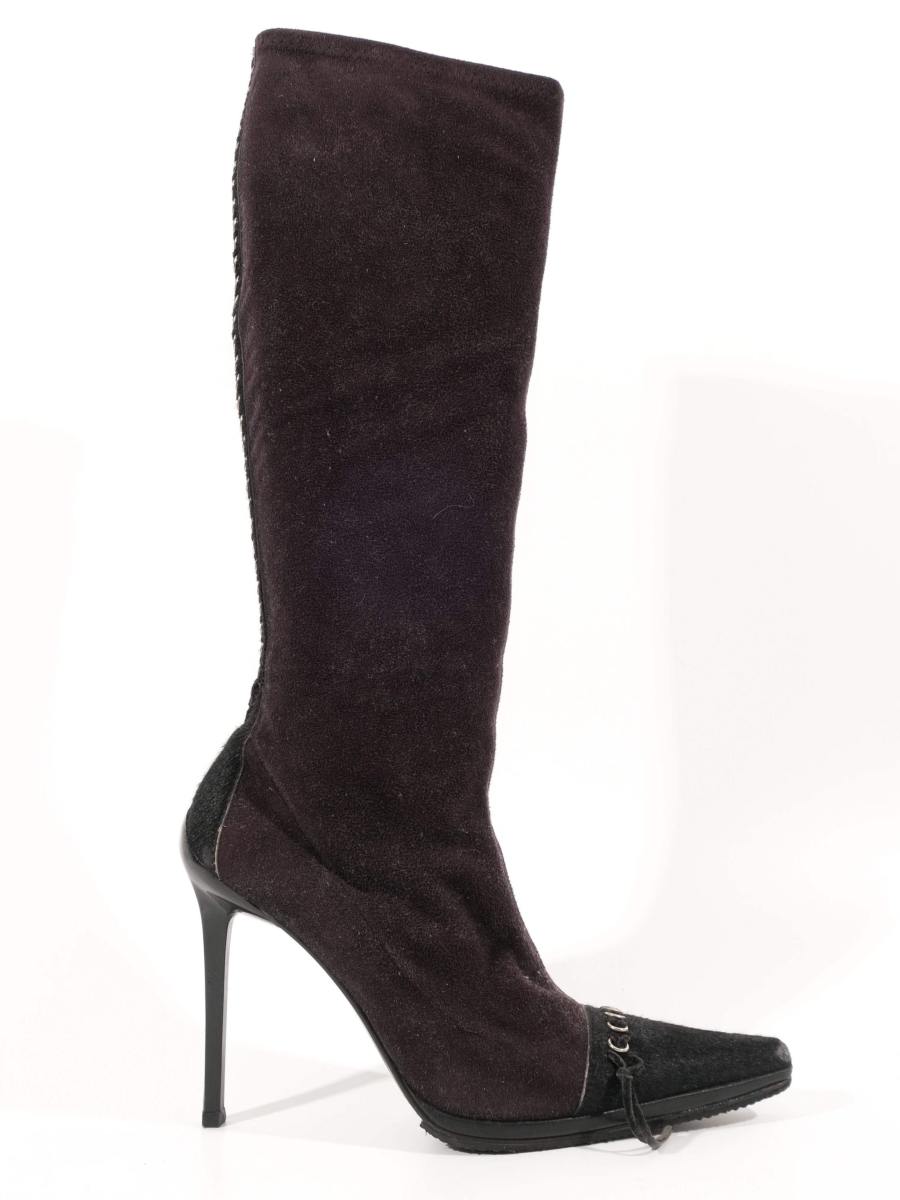 Excellent Casadei Black Leather High-Heeled Boots Size 38