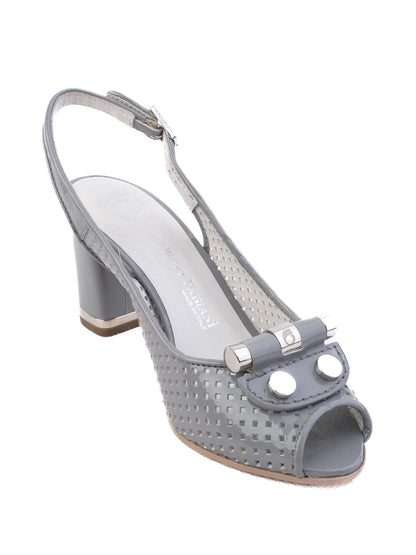 Excellent Giovanni Fabiani Gray Leather Slingback High Heel Shoes Size 35