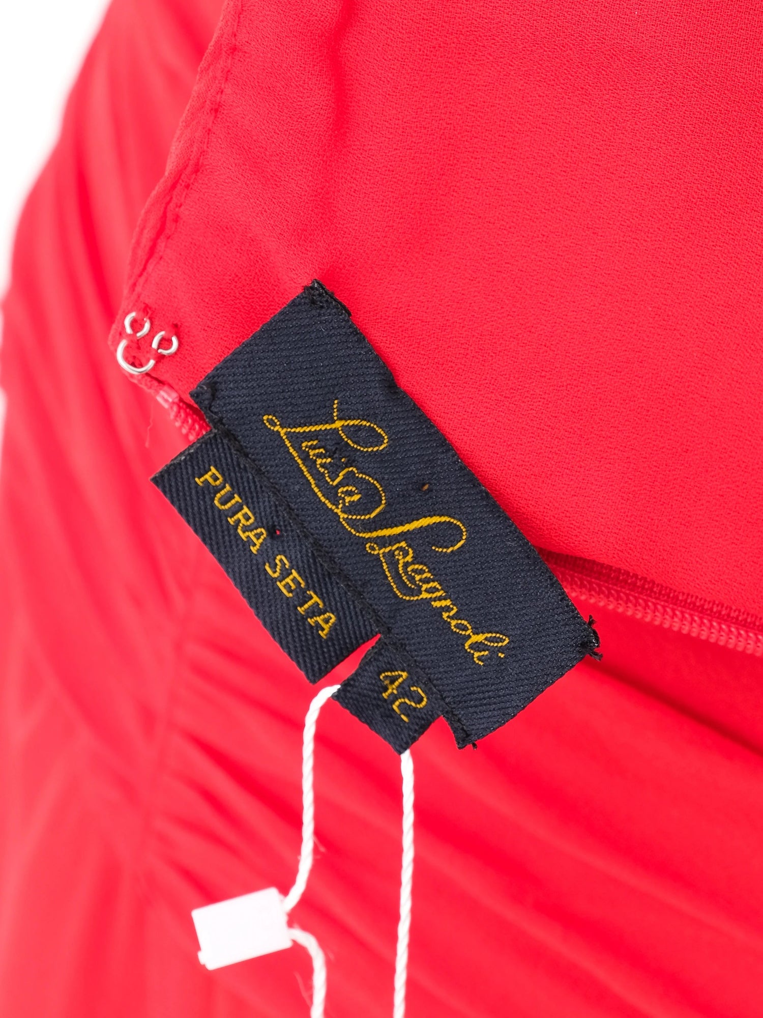 Excellent Luisa Spagnoli Red Silk Evening Gown Size L Halter Neck