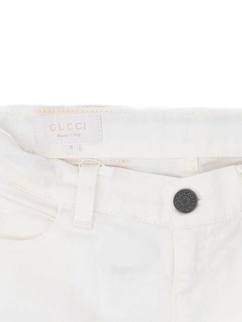 Gucci White Cotton Jeans for Kids Size 7 - Excellent Condition