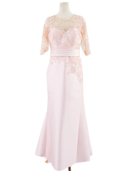 Excellent Pronovias Pink Evening Gown Lace Detail Size XXL