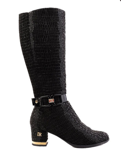 Excellent Renzoni Black Leather Knee-High Boots Size 36.5