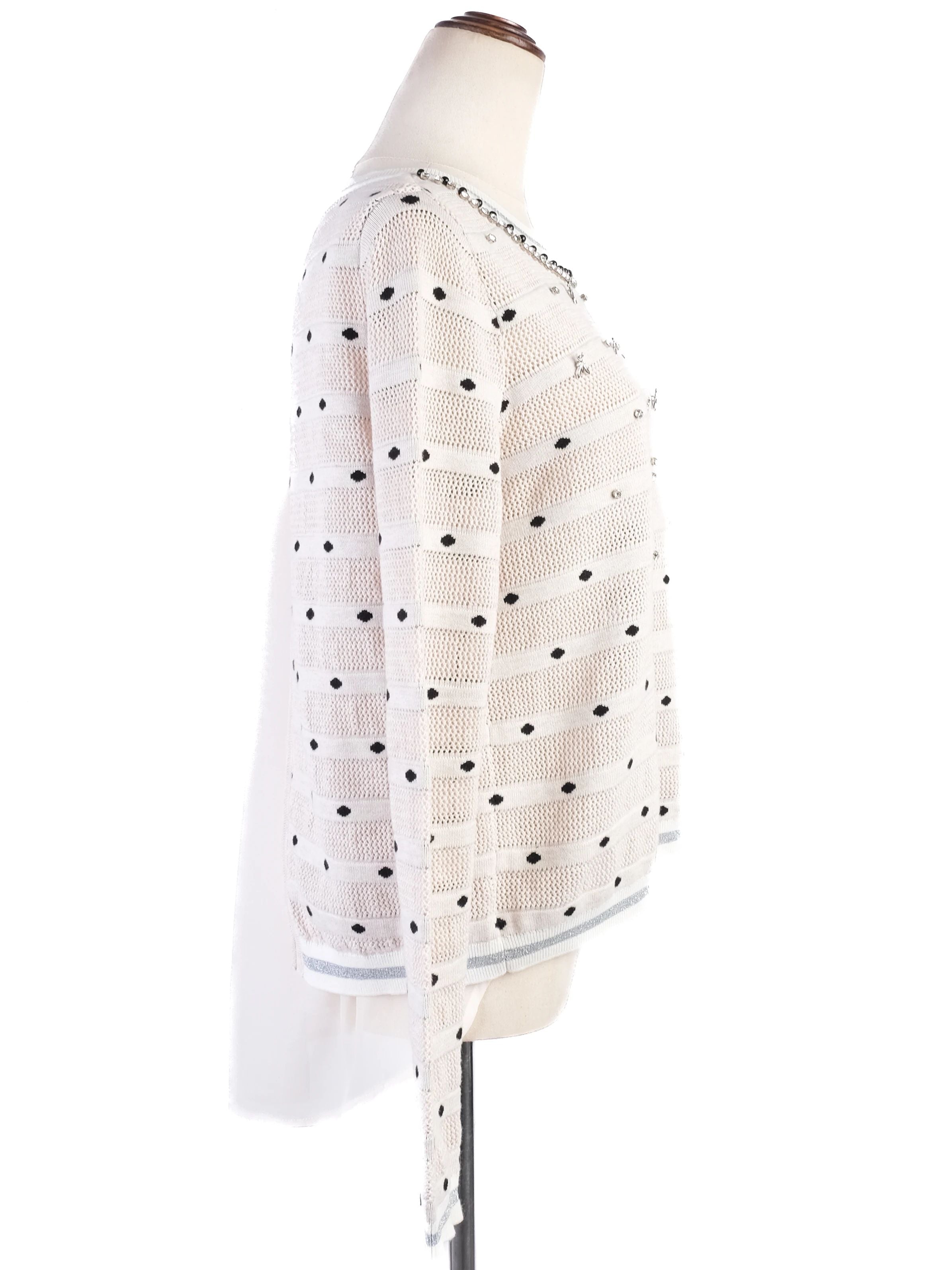 Excellent Patrizia Pepe Gray Viscose Sweater Size M with Decorative Details