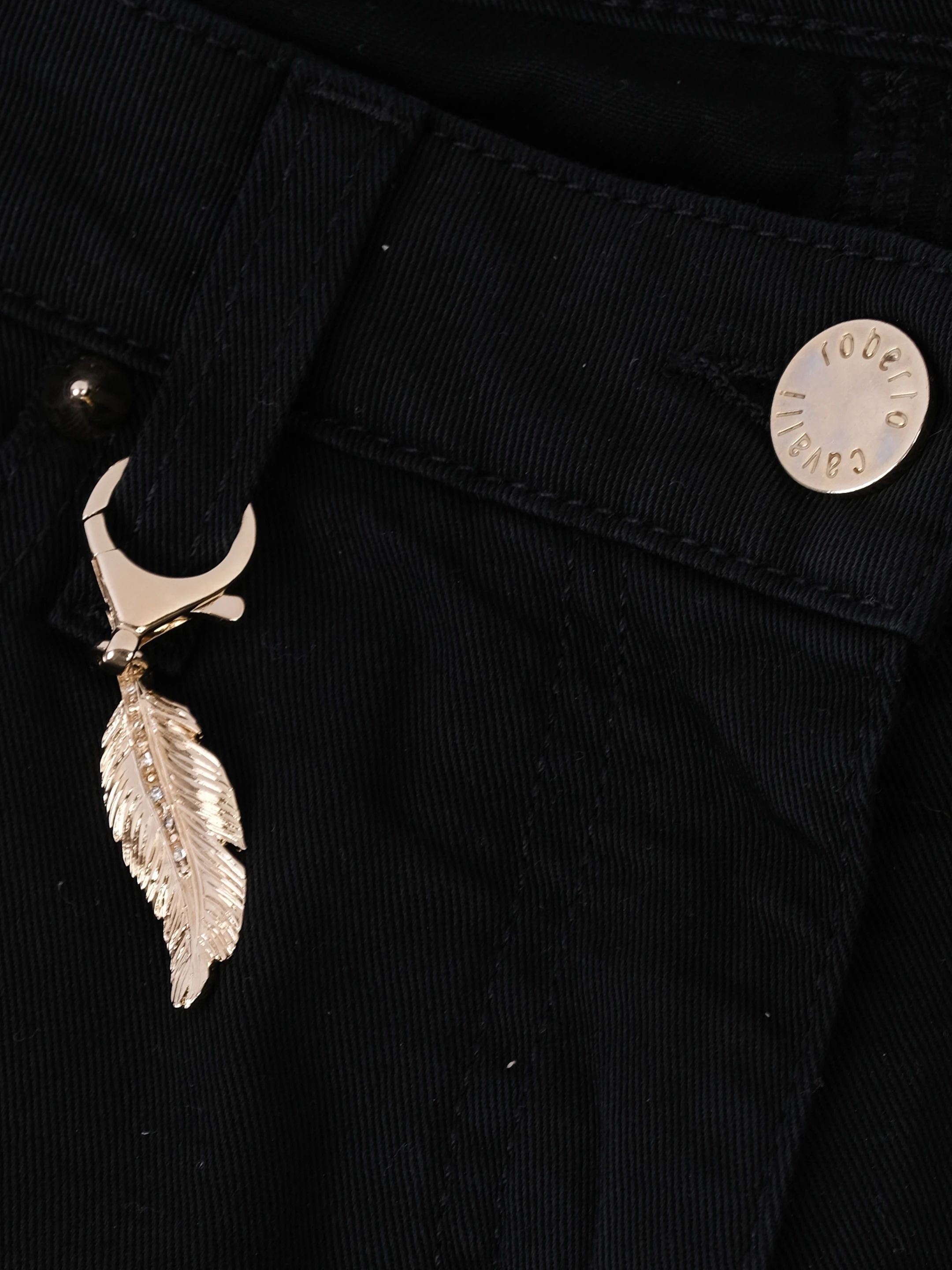 NEW Roberto Cavalli Black Elastane Jeans Size M