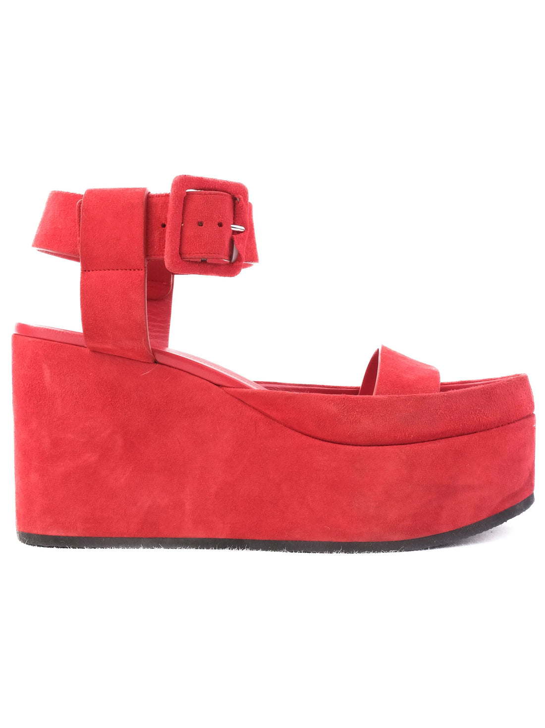 Celine Red Genuine Suede Platform Sandals Size 38 Perfect Condition