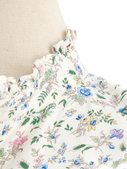 Weekend MaxMara Floral Blouse White Ruffled Collar Size M